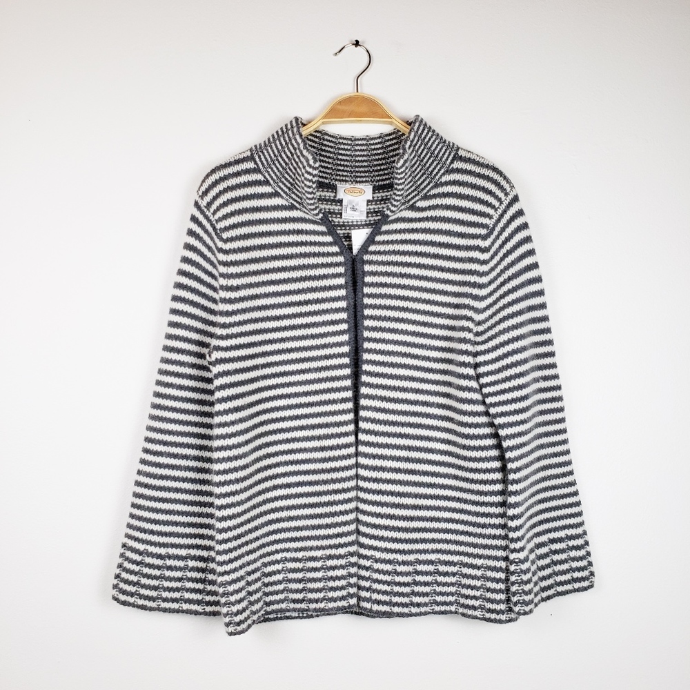 Talbots Angora Blend Striped Cardigan Sweater
